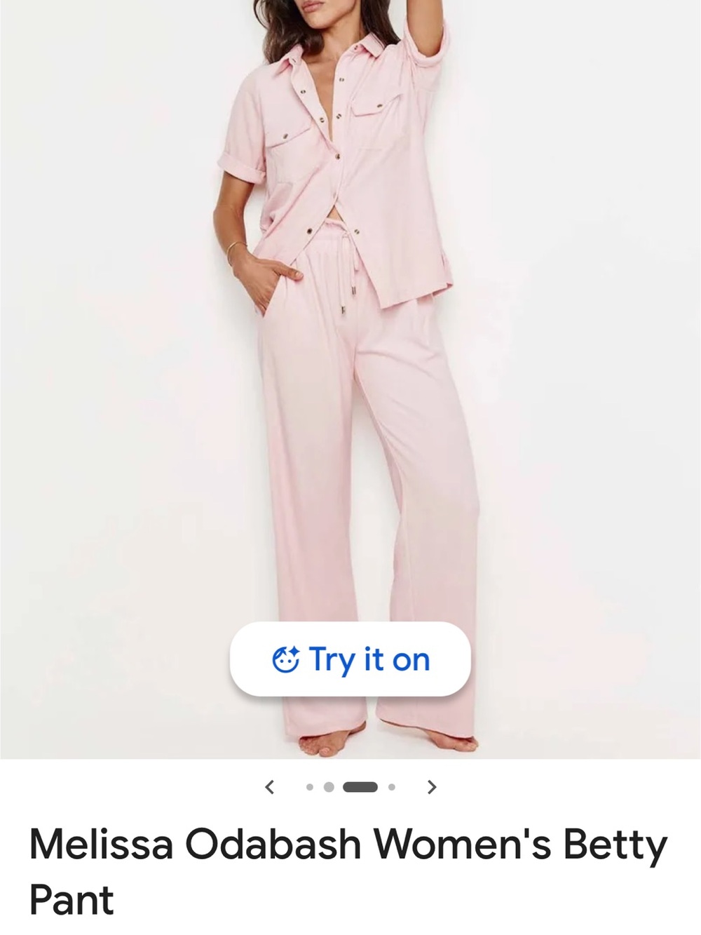 Melissa Odabash Soft Pink Wide-Leg Drawstring Pants